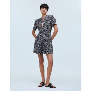 Madewell Floral Crepe Button Front Blouson Mini Shirtdress NWT Size 6